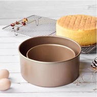 SUNCITY 6 Inch Gold Loose Base Round Pan Non-Stick Sponge Cake Mold