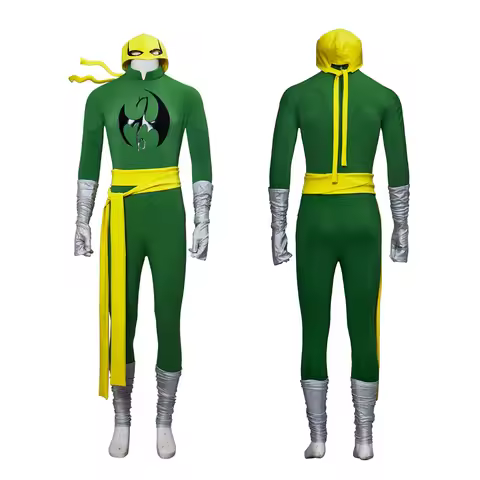 Game Iron fist Cosplay Costume Adult Men Fancy Green Jumpsuit Fighting Uniform Suit Halloween Party 