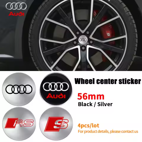4Pcs 56/60/65MM Car Emblem Wheel Hub Center Cap Stickers Rim Badge Cover Decals For Audi A3 A4 A5 A6