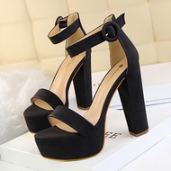 AE2 European and American Chunky Heel Super High Heels Women's Shoes Waterproof Open Toe Belt Buckle