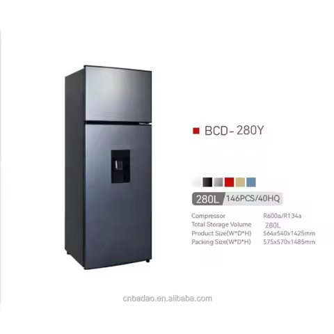 Home Frost Free Double Door Refrigerator With Water Dispenser Ice Maker Wind Cooled Energy Saving 28