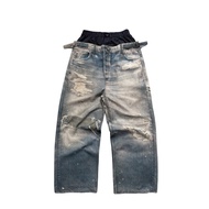 G/R Fake Two-Piece Double-Waist 3D Printing Digital Printing Ripped baggy Jeans