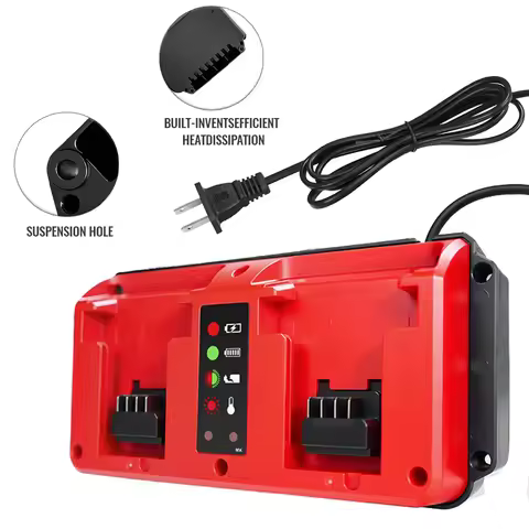Lithium Battery Charger for Milwaukee 18V Lithium-Ion Battery 90W Fast Dual Charger 2-Port Simultane