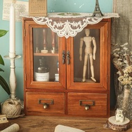 Retro Office Shelf Wooden Drawer Cosmetics Desk Desktop Storage Box Wooden Storage Cabinet Wenwan U4