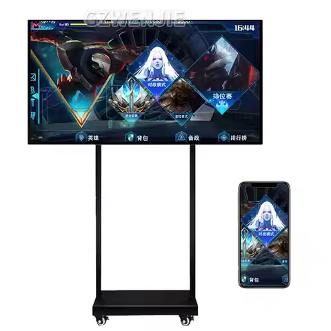 43 inch Smart Interact Screen Portable TV on Wheels Smart Wireless Portable Monitor With Moveable St