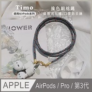 【Timo】撞色細棉繩 AirPods系列 磁吸式耳機鍊/防丟繩/口罩掛繩(附耳機套隨機色) 灰橘