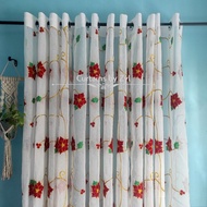 CBZ Christmas Curtain Embroidered Ponsettia 5ft-8ft