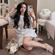 Skirt set, lady's skirt set, lace top set, pretty ruffled skirt set G176