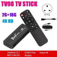 TV98 TV STICK 2G+16G Android12.1 2.4G 5G WiFi Android Smart TV BOX 4K 60Fps Set Top Box