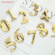 [thevatipoem] 1pc Height 5cm Golden Home Sticker Address Door Label Gold Modern House Number [HOT]