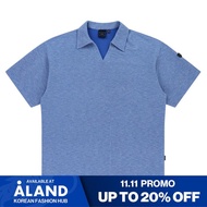 [ROMANTIC CROWN] OPEN COLLAR POLO KNIT SHIRT BLUE
