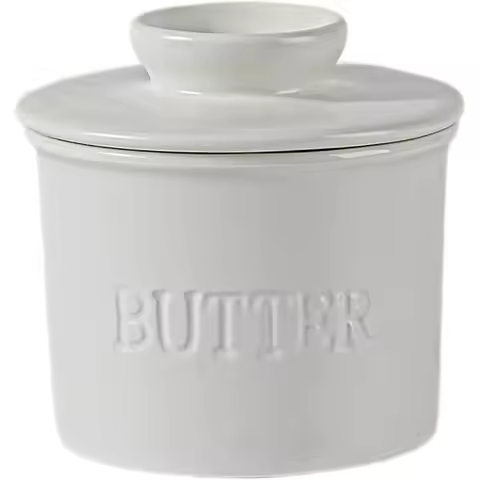 Butter Preserving Jar with Lid, French Butter Dish, Ceramic Material, Waterproof Sealed White Butter