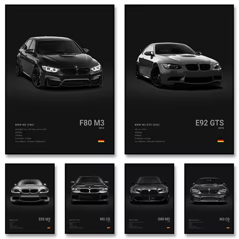 Famous Cars G80 M3 M4 Canvas Painting Wall Art Print Poster E39 M5 M2 Decoration Mural Modern Home D
