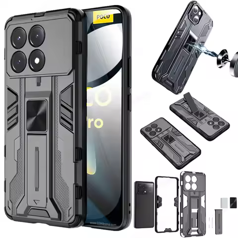 Shockproof Armor Magnetic Case For Poco F6 Pro F5 F4 GT Coque For Poco X6 X5 Pro X4 GT X3 NFC M3 M4 