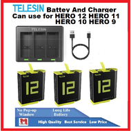 Telesin Gopro Hero 12 Hero 11 Hero 10 And Hero 9 Battery Charger With 3 Slots To Charge 3 Batteries At The Same Time