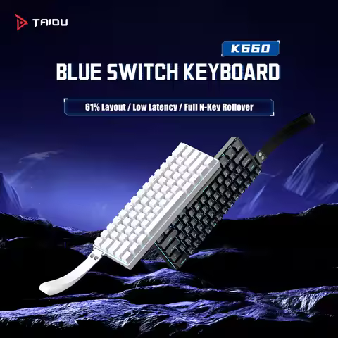 TAIDU K660 61 Keys Mechanical Keyboard Blue Switch Ice Blue Backlit Full NKRO Wired USB Gaming Keybo