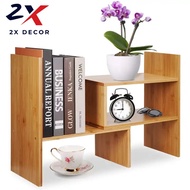2X Decor - Adjustable Wooden Desk Bookshelf, Desk Bookshelf, Desk Display Rack - 2X030