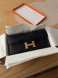 <搬屋清>Hermes Constance Wallet clutch bag to go long verso alligator 愛馬仕 長銀包 康康 寶石藍 鱷魚皮 金扣  catch