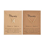 2Pcs Zodiac Necklace Set 12 Constellation Pendant Necklace Zodiac Sign Necklace Astrology Birthday G