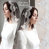 Veil Nikah,Veil Nikah Lace,Veil Pengantin,Veil Nikah Sulam,Veil Pengantin Off White,Veil Pengantin P