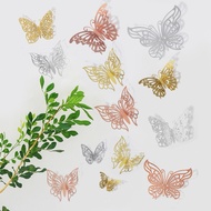 12PCS 3D Butterfly Topper Metallic Paper Butterfly Cake Decoration Cake Bouquet Wallpaper