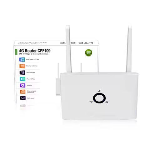 4G LTE CPE Router with SIM Card Slot 4G SIM WiFi Router 300Mbps Wireless WiFi Hotspot 2 External Ant