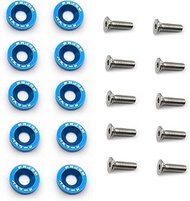 20pcs J-D-M Billet Aluminum Fender Bumper Washer Bolt Engine Bay Dress Up Kit M6 (Blue)
