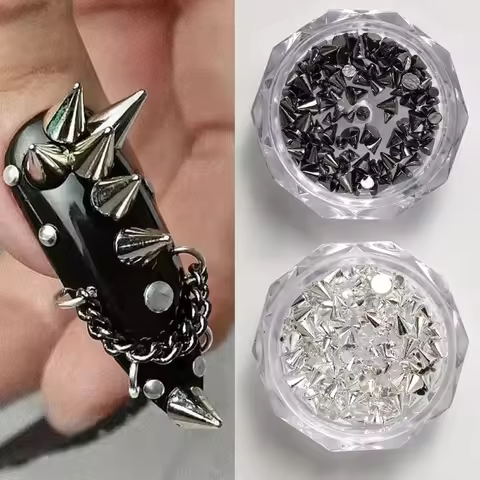1Pcs Stylish Nail Accessories Punk Rivet Decor in Gold and Silver Mixed Metal Rivet Nail Charms Nail