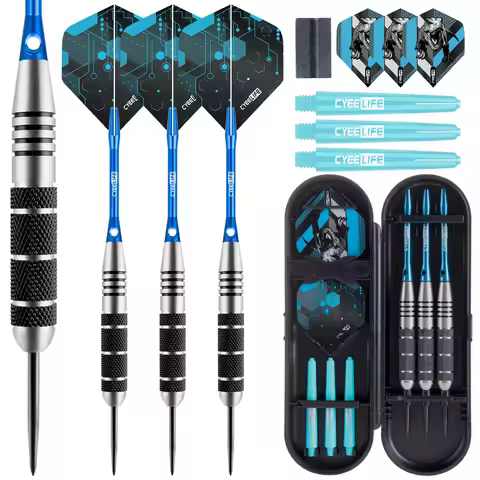 CyeeLife 26G 3pcs Steel Tip Darts Sets Standard PET Flight, Stainless steel Darts Aluminum Shafts St