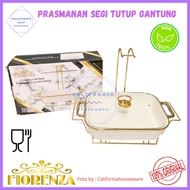 FIORENZA Prasmanan Keramik Tutup Gantung / Prasmanan Wadah Saji Keramik Bulat dan Segi Tutuo Kaca /