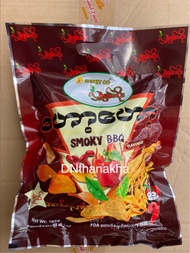 (มีโค้ดลด) potato snacks ขนมพม่า เลย์พม่า มันฝรั่งทอดกรอบ รส smoky BBQ ยี่ห้อ KATHIT OO( ขนม BBQ 1 ห่อ)