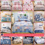 YH Queen Bedsheet with Comforter Set 1000TC Thick Comforter + Fitted Bedsheet