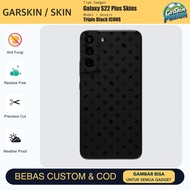 Galaxy S22 Plus Triple Black Vinyl Skin ICONS Anti Scratch Protector Case | By Fusion | Code - LX7O