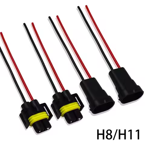 4Pcs H8 H11 Socket Wiring Harness Male Female Plug Base Adapter Connector Car Lights Extension Cable