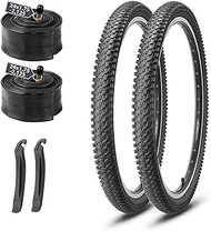 MOHEGIA Mountain Bike Tires Set: 2-Pack 26x1.95/27.5x2.1 inch Folding Replacement Bicycle Tires and Inner Tubes with Tire Levers Pair