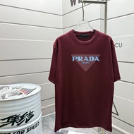 T-shirt Bercetak Uniseks PRADA, T-shirt Kasual Longgar, T-shirt Hip-hop Vintage Serbaguna Pendek DJM