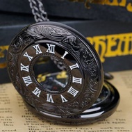 Retro Flip Pocket Watch Antique Student Roman Character Necklace Old-fashioned Quartz Numbers Wall W