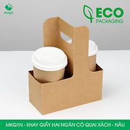 MKQ - 17.5x8x9 cm - Combo 20 Khay giấy 2 ngăn quai xách siêu chắc, hộp giấy 2 ngăn chống thấm đựng l