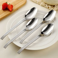 Featured 304 Stainless Steel Table Spoon Creative Handle Striped Spoon Rice Spoon Soup Spoon High-va