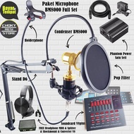 Paket Microphone BM8000 Full Set Plus Soundcard V8plus  Holderphone