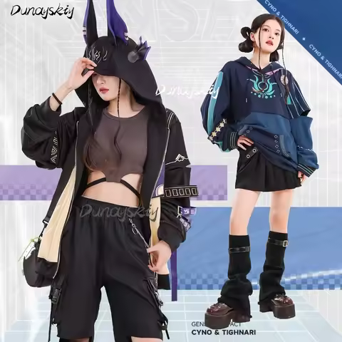 Genshin Impact Cyno Tighnari Jacket Hoodie Costume Set Cosplay Event Streetwear Comfortable High Qua