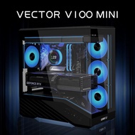 LIAN LI Vector V100R Mini Black mATX T.G PC Case With 4x120mm Fans Pre-Installed