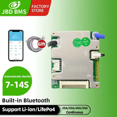 JBD Automatically Identify 7S-14S BT APP Smart BMS 24V 36V 48V 52V 14S 13S 12S 11S 10S 8S 7S NMC LFP