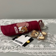 MOSCHINO（真品）《全新》Teddy Love 深紅色小熊折傘｜附小熊吊飾・收納套・原廠吊牌