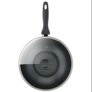 ready stock tefal cook & clean 28cm non stick wokpan with glass