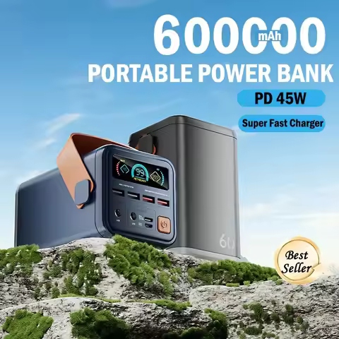 60000mAh PD45W Fast Charger for Xiaomi IPhone Mobile Power Station Outdoor Power Bank for Night Fish