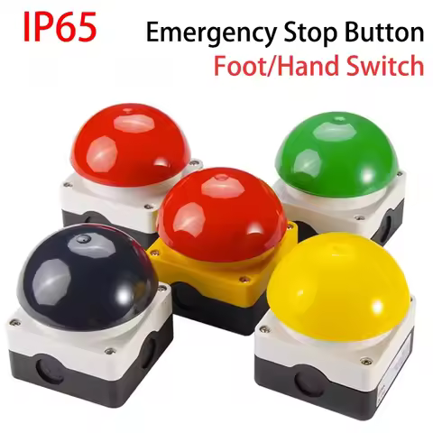 Pedal Switch IP65 Watproof Responder Switch AC/DC Emergency Stop Button Handle Foot Push Self Reset 