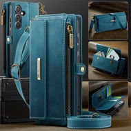 เคสแบบฝาพับสำหรับ Samsung Galaxy A56 A55 A54 A53 A52 4G 5G พร้อมซิปปกหนังกระเป๋าสตางค์พร้อมกระเป๋าใส