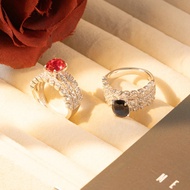 925 Silver 2CT Oval Sapphire Ruby High Carbon Diamond Women Ring Anniversary Fine Jewelry Gift
