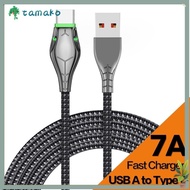 TAMAKO Type C Fast Charger Cable, 100W 7A USB Type A To Type C Cable, Durable with Green Light Snake